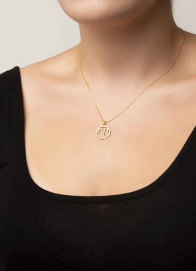 14 AYAR ALTIN PIRLANTALI ZODIAC KOÇ BURCU KOLYE SEMBOLÜ TAŞLI